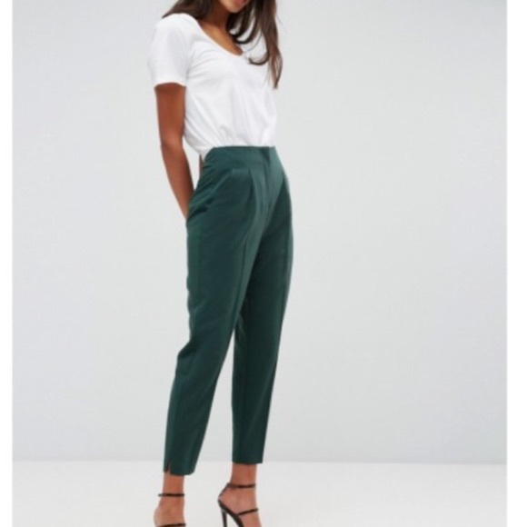 ASOS Denim - ASOS forest green high waisted skinny trousers